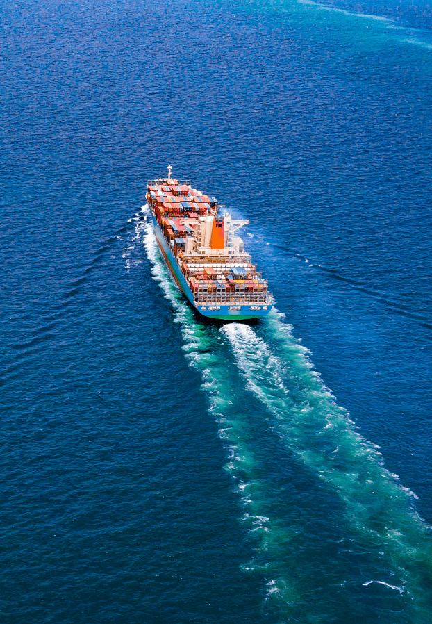 Cargo ships with full container receipts to import and export products worldwide-min